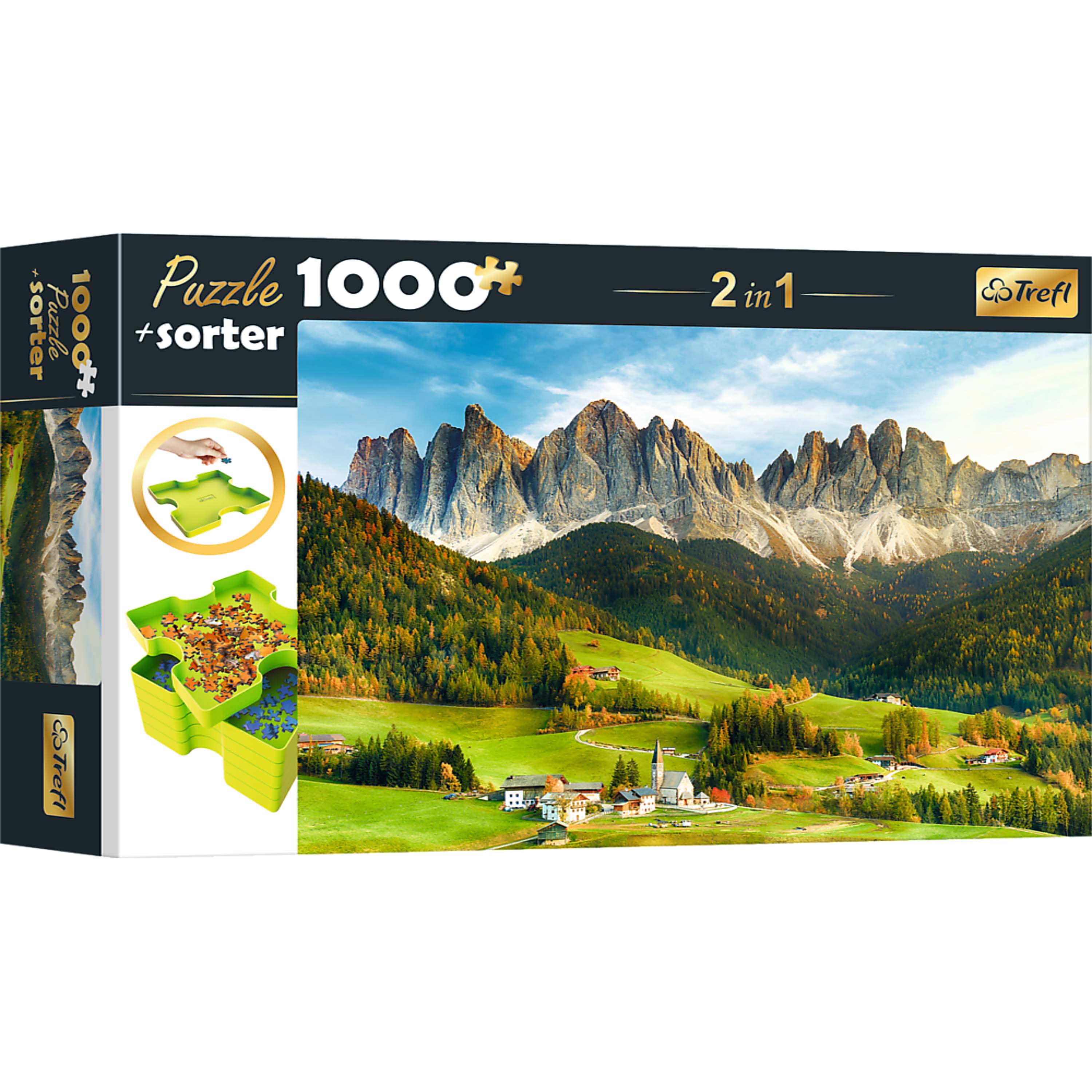 Trefl 10659 Set 2in1 Puzzle Sorter, Puzzle 1000 Teile Schöne Dolomitenlandschaft, Puzzle Sorter 6 Schalen, Ordnen, Sortieren, Transportieren und Aufbewahren, Kreative Unterhaltung Trefl 10659 Set 2in1 Puzzle Sorter, Puzzle 1000 Teile Schöne Dolomitenlandschaft, Puzzle Sorter 6 Schalen, Ordnen, Sortieren, Transportieren und Aufbewahren, Kreative Unterhaltung