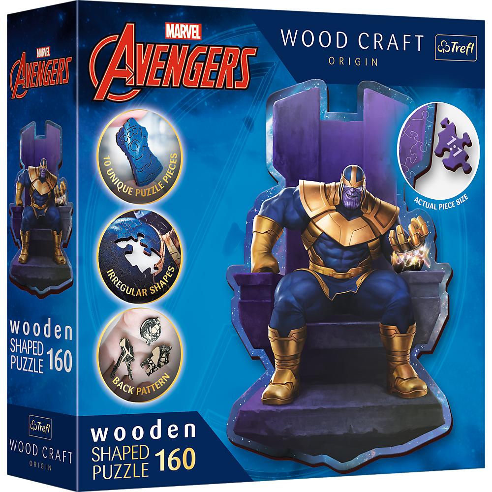 Trefl Wood Craft 160 Piece Wooden Puzzle - Marvel Thanos on Throne