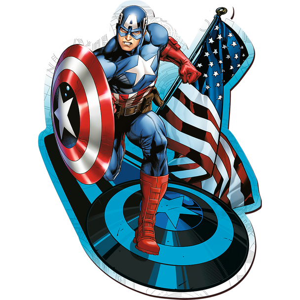 Trefl Wood Craft 160 Piece Wooden Puzzle - Marvel - Fearless Captain America