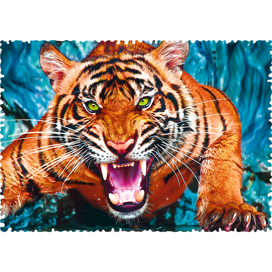 Trefl Red 600 Piece Crazy Shapes - Facing a tiger