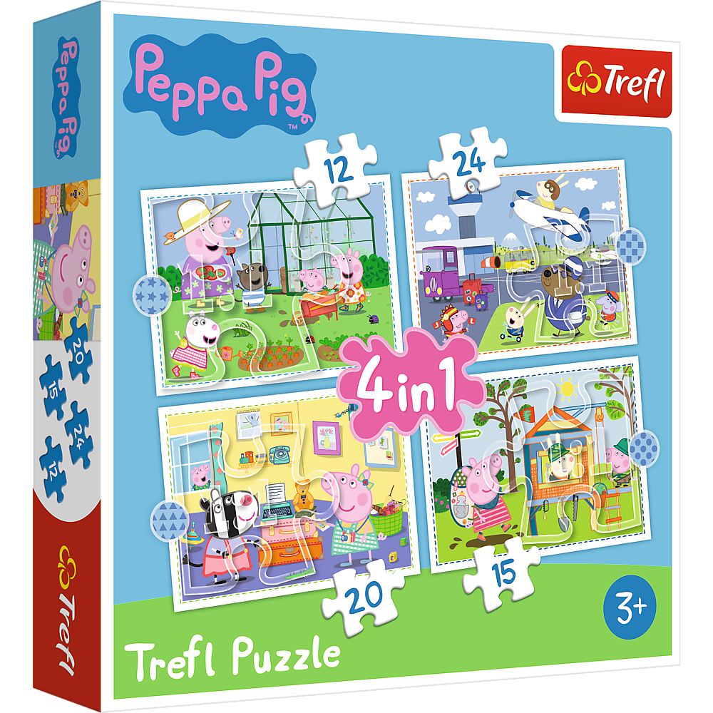 Trefl 4 in 1 (12, 15, 20, 24 Piece) Puzzle - Peppa Pig's Holiday Recollection