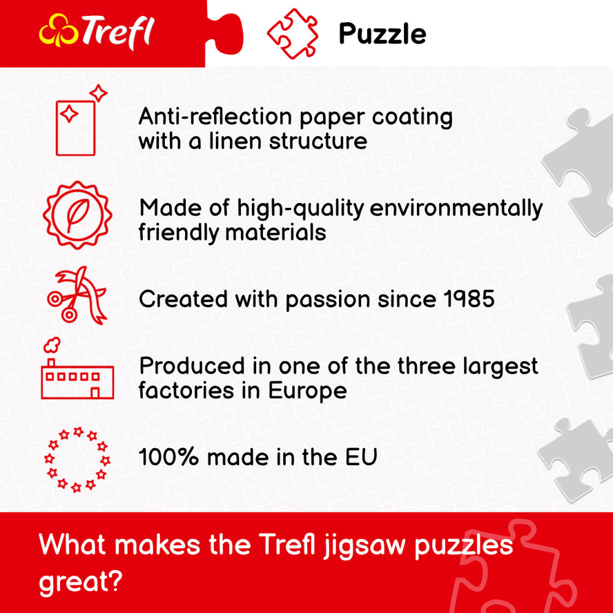 Trefl Red 500 Piece Puzzle - Mona Lisa and purring kitty / Bridgeman