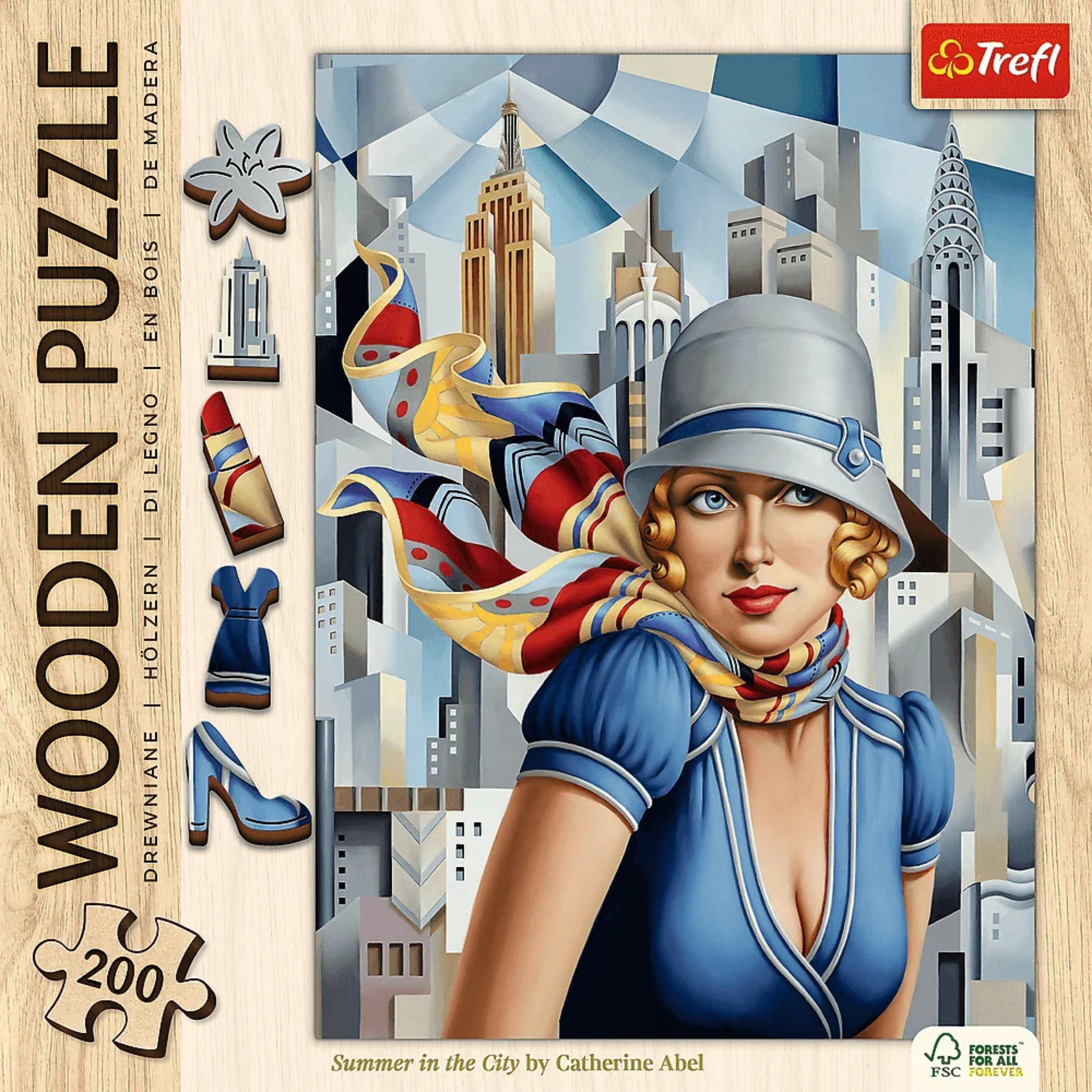 Trefl Wood Summer in the City - Catherine Abel Wooden Puzzle 200 Piece
