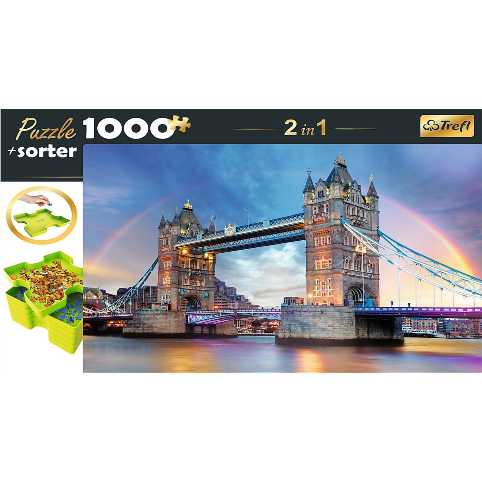 Trefl Red 1000 Piece Puzzle & Sorter - Rainbow over Tower Bridge