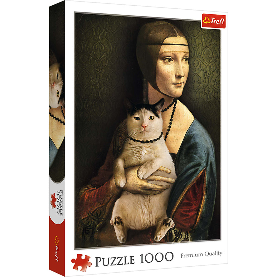 Trefl Red 1000 Piece Puzzle - Lady with a cat