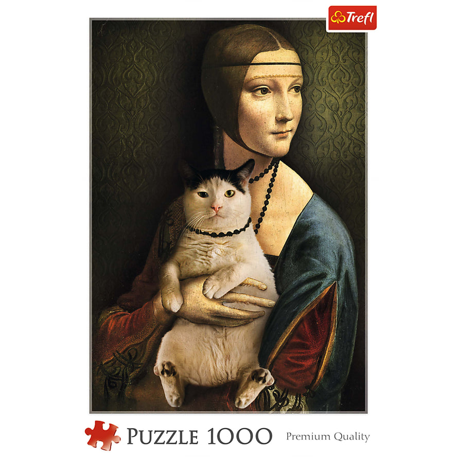 Trefl Red 1000 Piece Puzzle - Lady with a cat