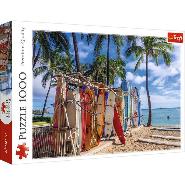 Trefl Red 1000 Piece Puzzle - Waikiki Beach Hawaii