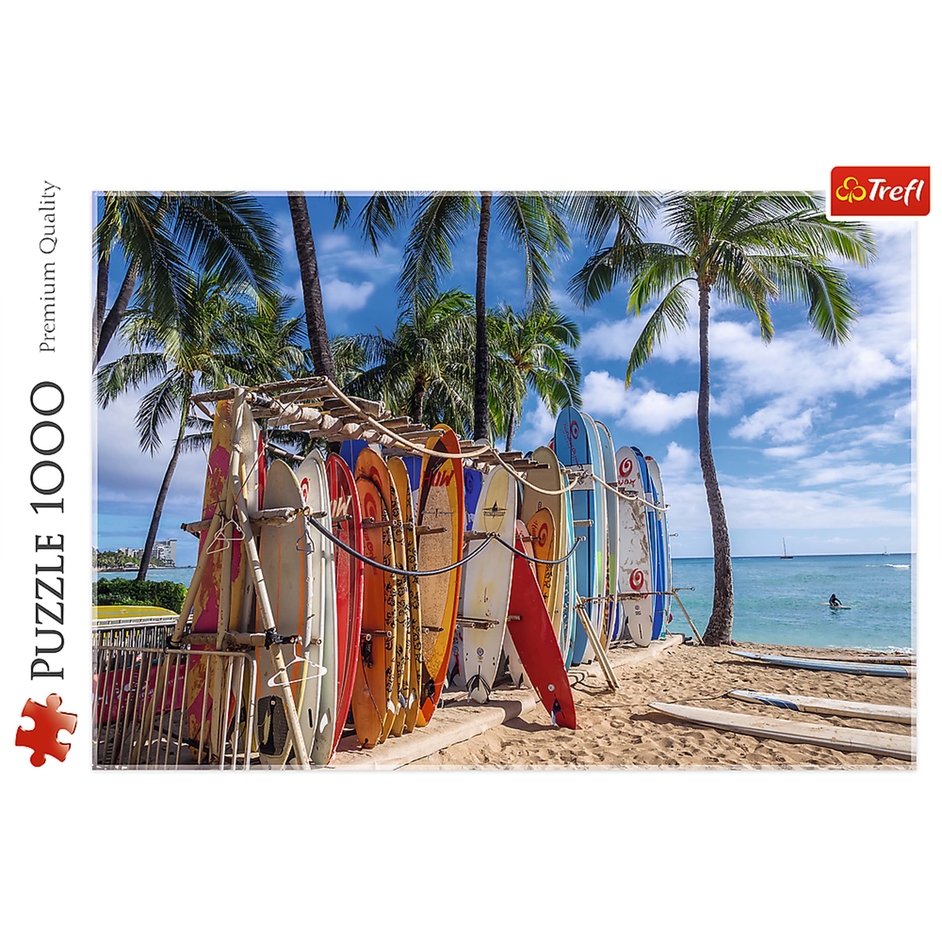 Trefl Red 1000 Piece Puzzle - Waikiki Beach Hawaii