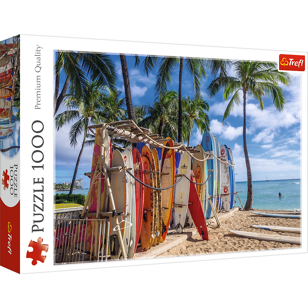 Trefl Red 1000 Piece Puzzle - Waikiki Beach Hawaii