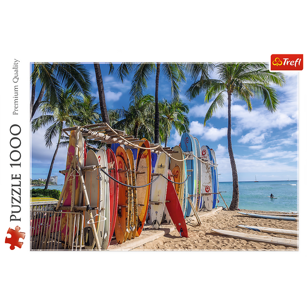 Trefl Red 1000 Piece Puzzle - Waikiki Beach Hawaii
