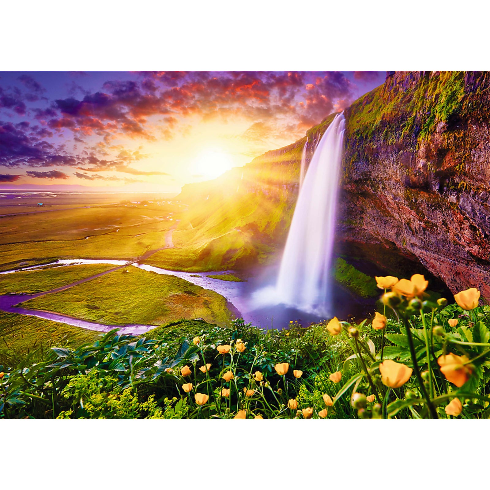 Trefl Prime 1000 Piece Puzzle - Romantic Sunsets Selisalandfoss Water Falls Iceland