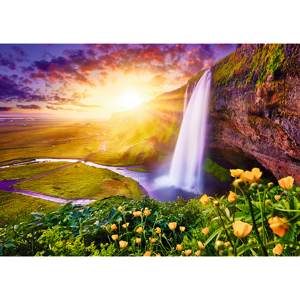 Trefl Prime 1000 Piece Puzzle - Romantic Sunsets Selisalandfoss Water Falls Iceland