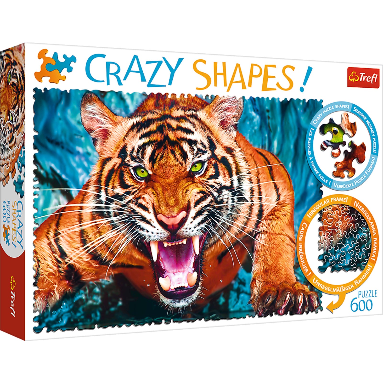 Trefl Red 600 Piece Crazy Shapes - Facing a tiger