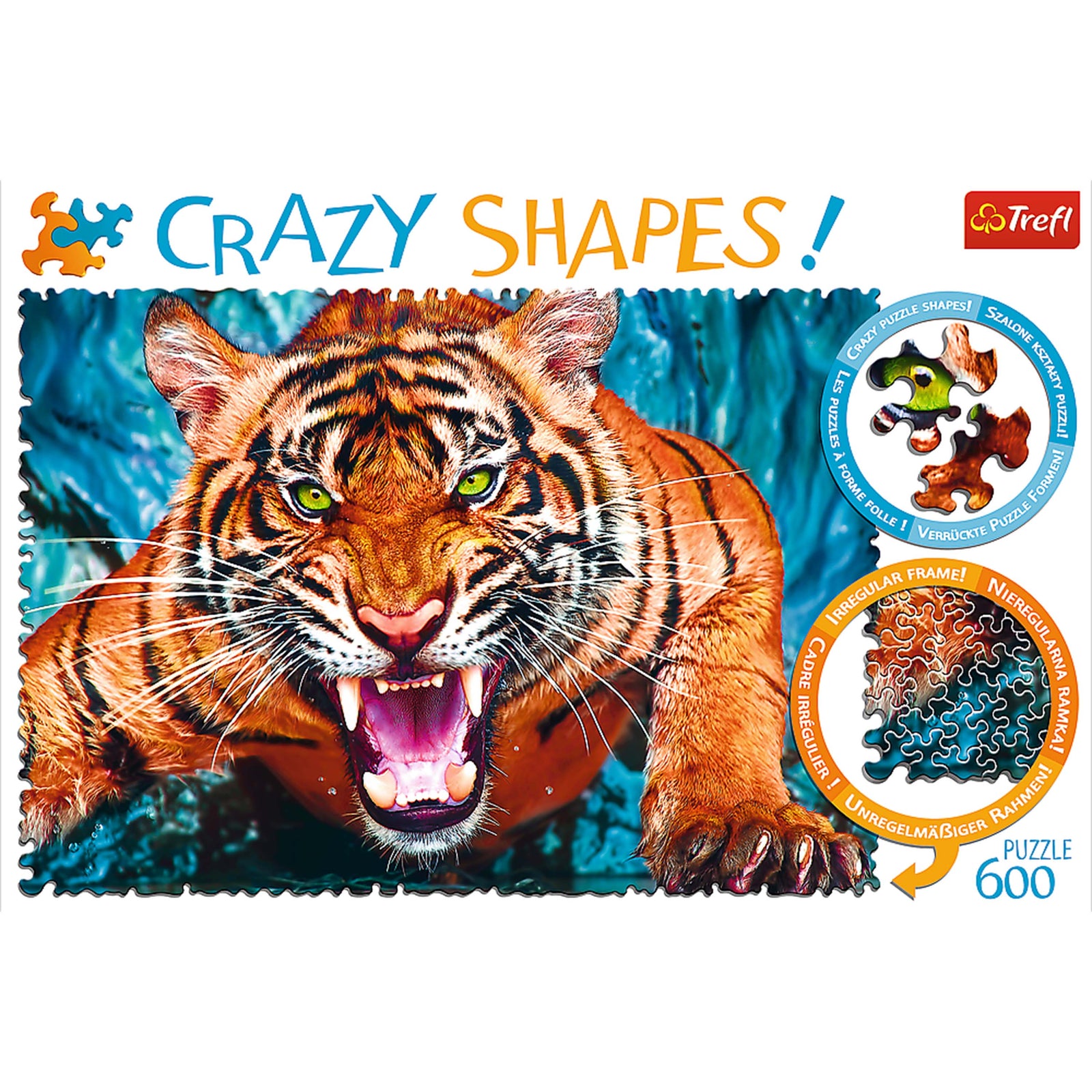 Trefl Red 600 Piece Crazy Shapes - Facing a tiger