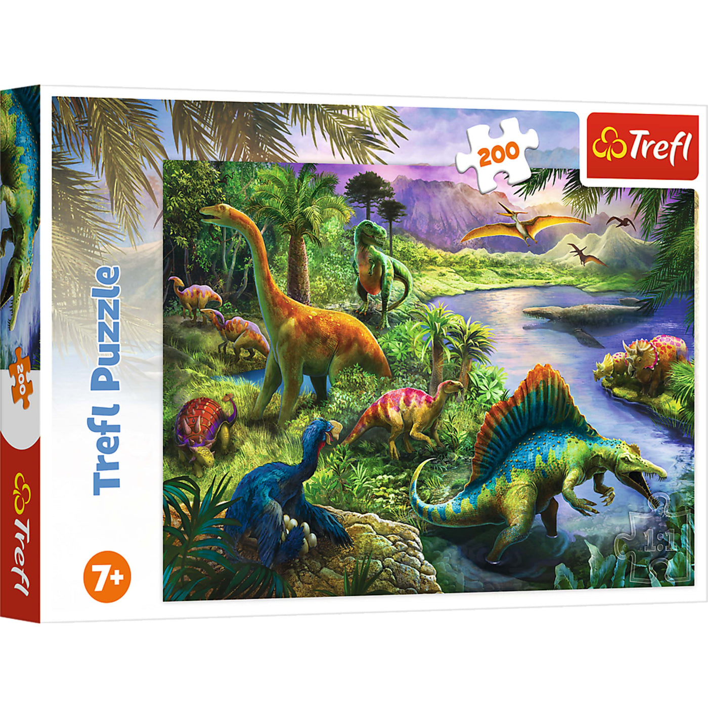 Trefl Red 200 Piece Kids Puzzle - Hungry Dinosaurs