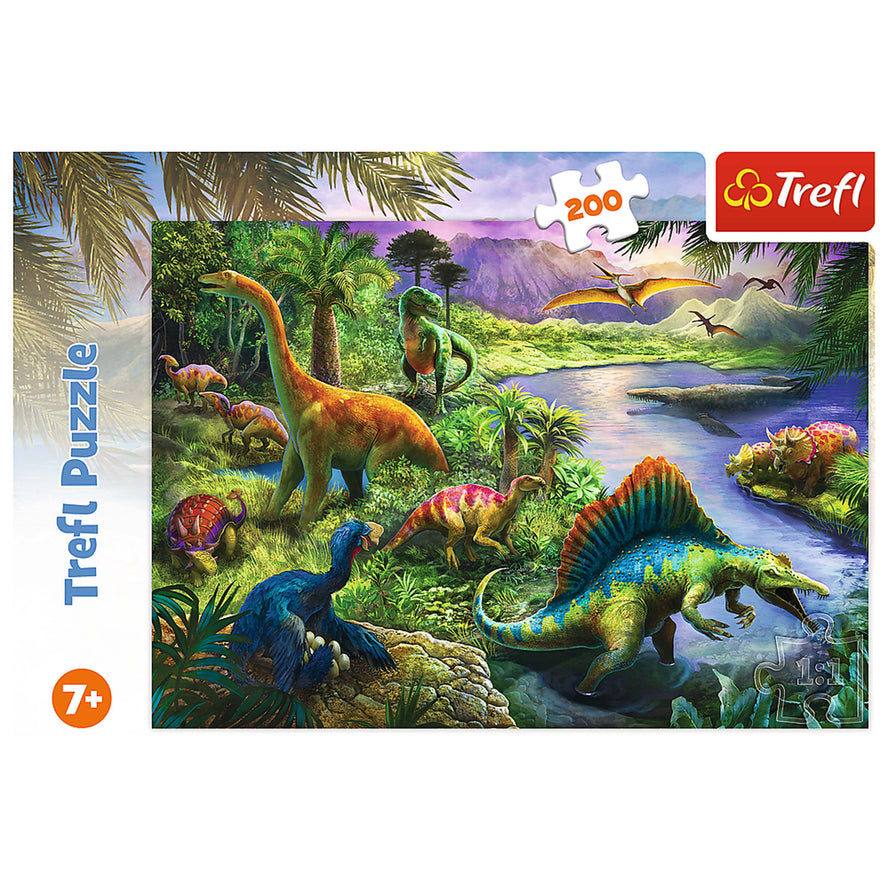 Trefl Red 200 Piece Kids Puzzle - Hungry Dinosaurs