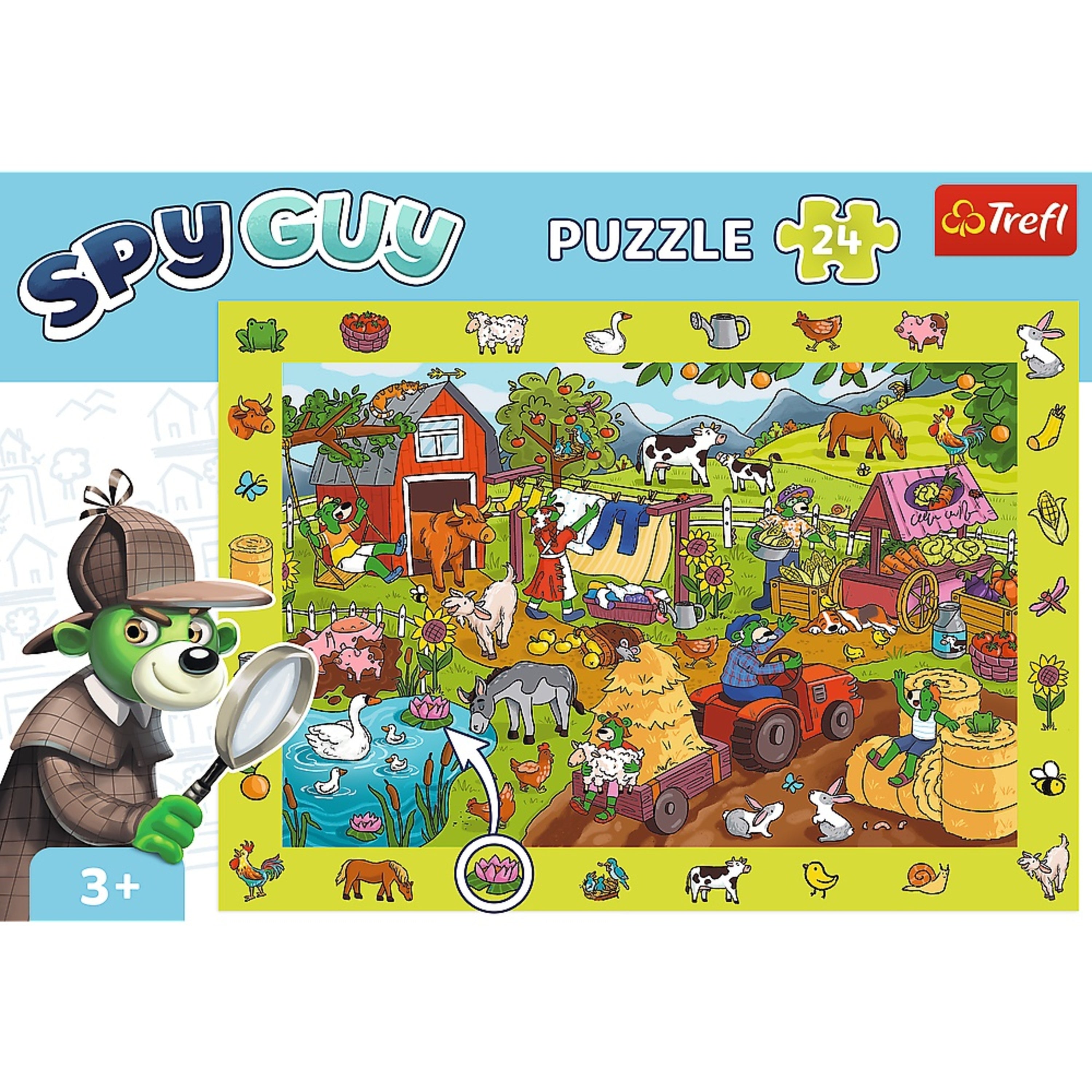 Trefl Kids 100 Piece Puzzle - Spy Guy - Farm - The Treflik Family