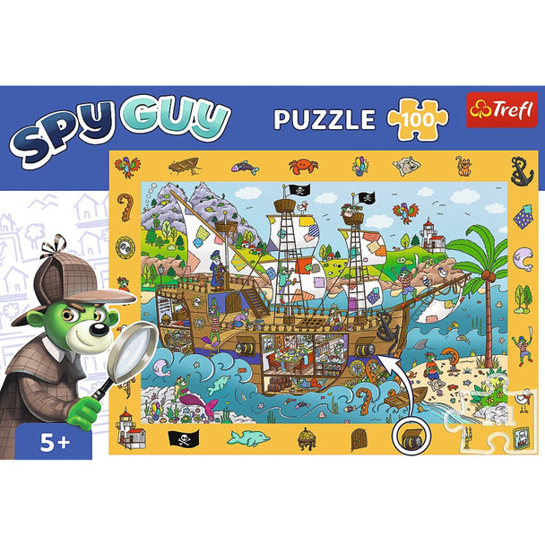 Trefl Kids 100 Piece Puzzle - Spy Guy - Pirate Ship - The Treflik Family