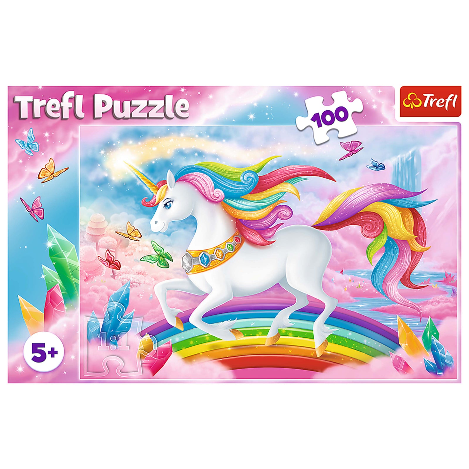 Trefl Red 100 Piece Kids Puzzle - Into the Crystal World of Unicorns