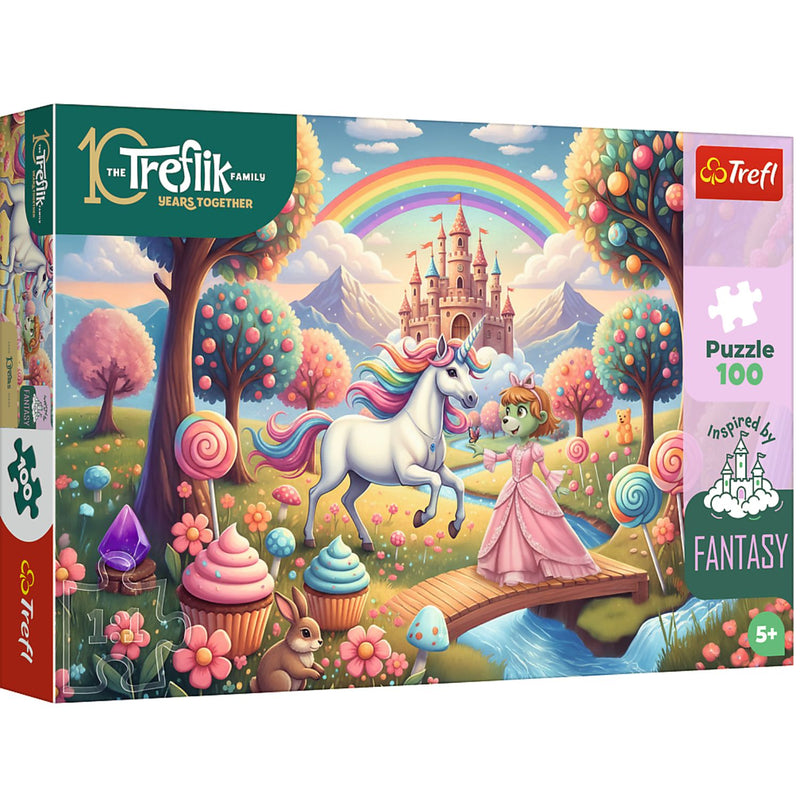 Trefl Kids Inspired By Fantasy Unicorn in Candyland 100 Piece Kids Puzzle