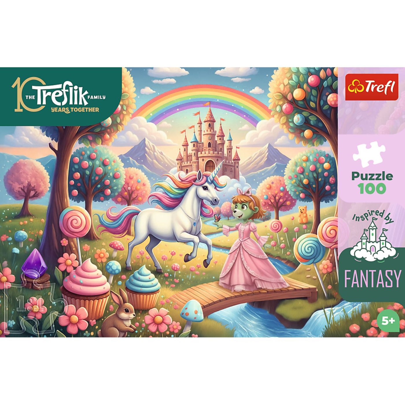 Trefl Kids Inspired By Fantasy Unicorn in Candyland 100 Piece Kids Puzzle