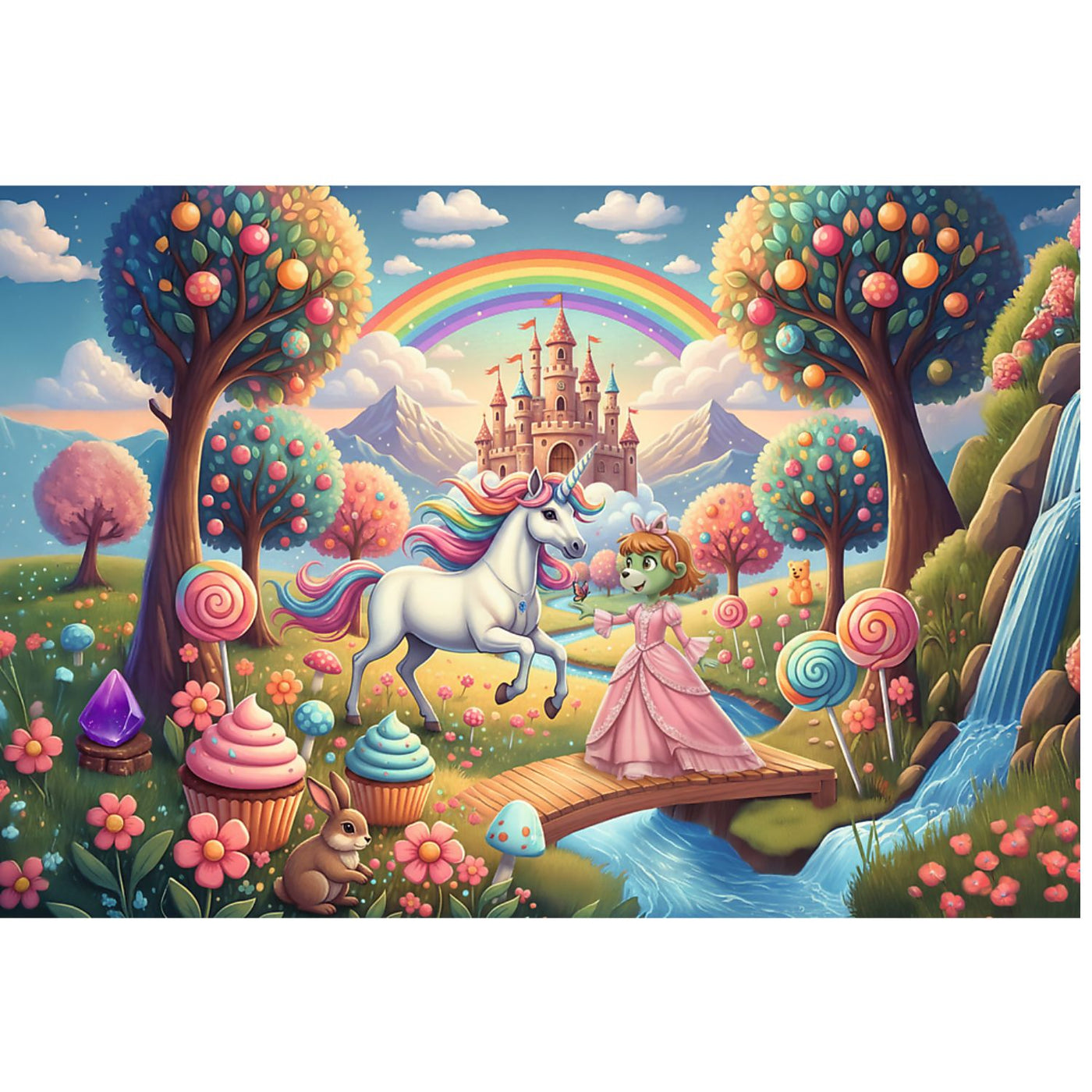 Trefl Kids Inspired By Fantasy Unicorn in Candyland 100 Piece Kids Puzzle