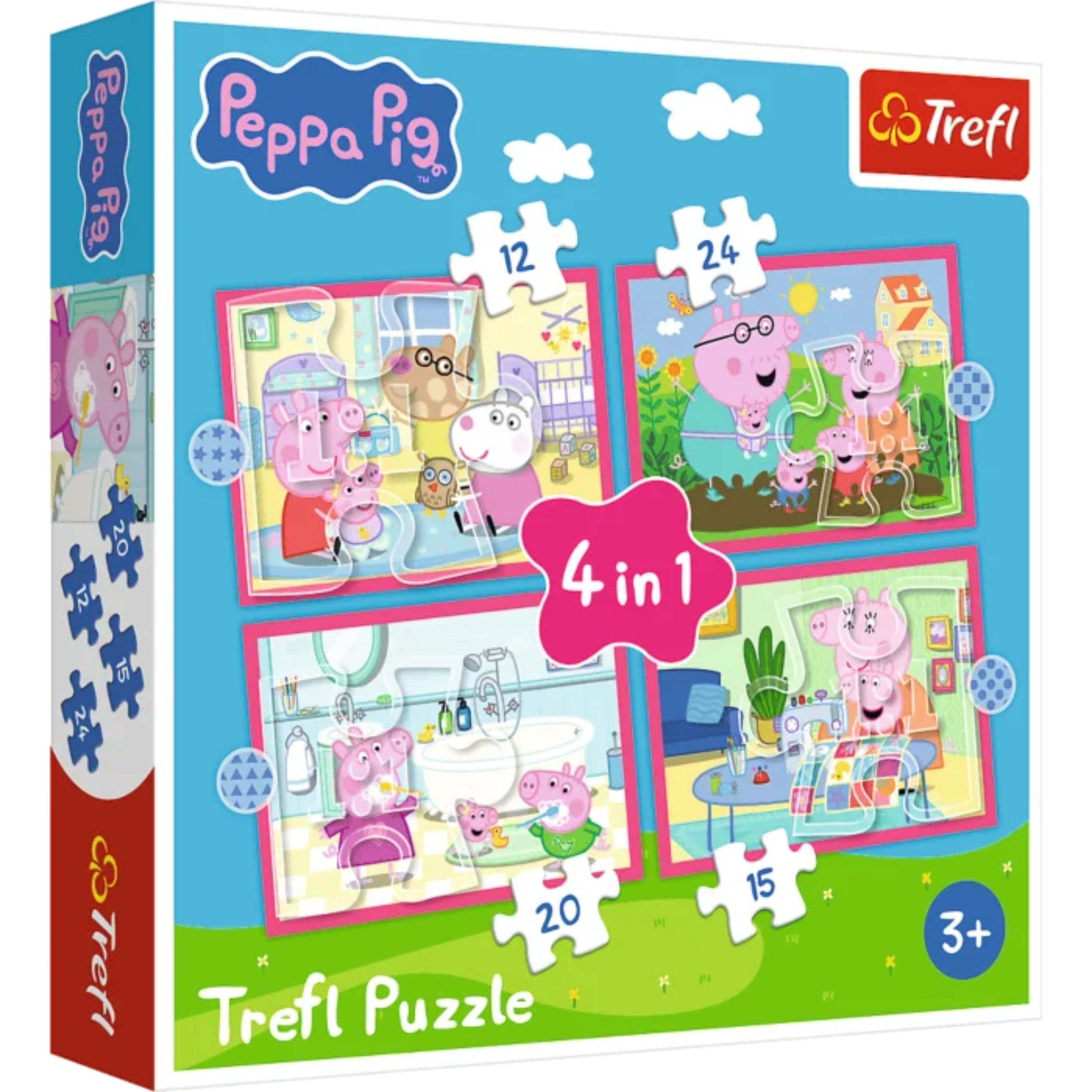 Trefl 4 in 1 (12, 20, 24 & 15 Piece) Puzzle - Peppa Pig Loves Adventures