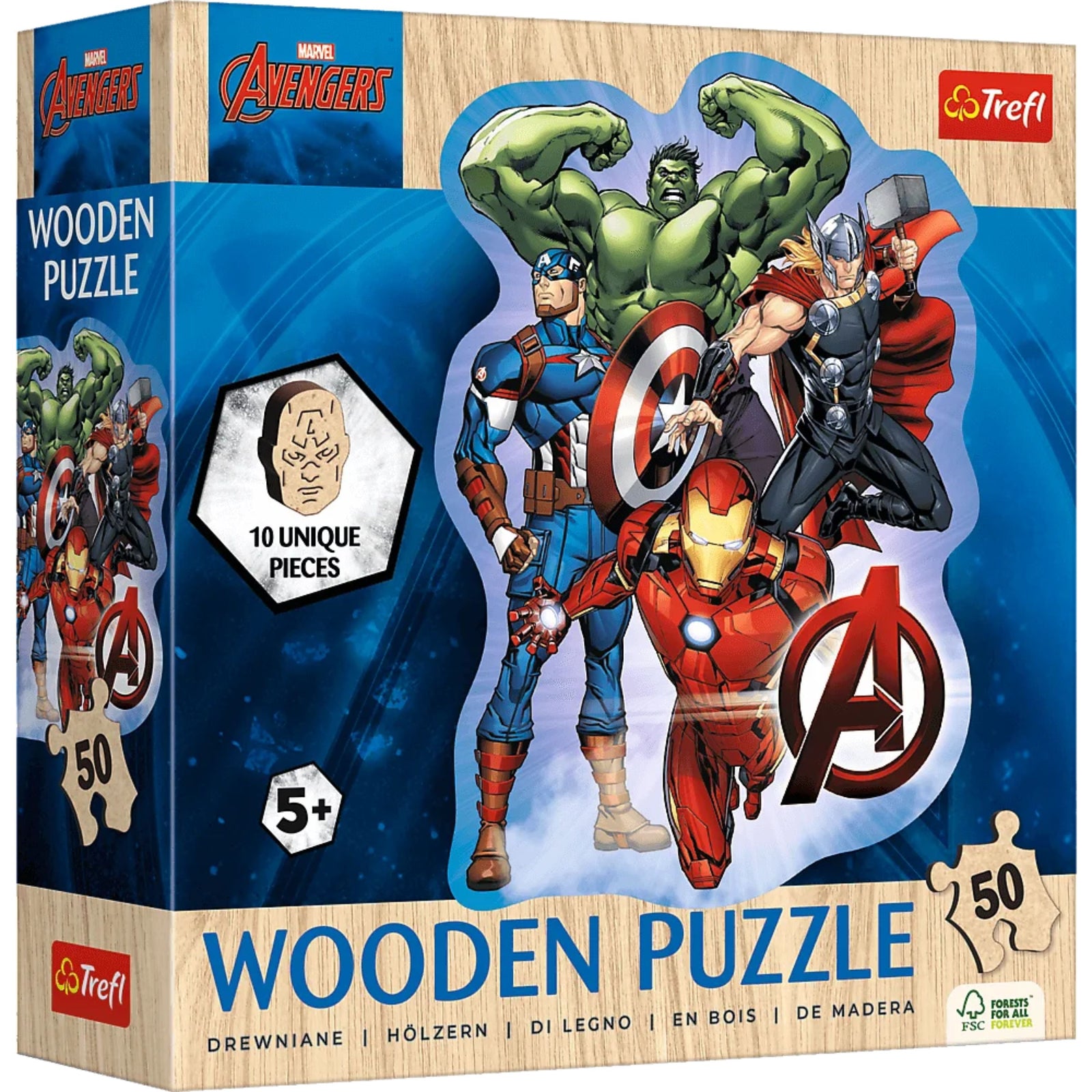 Trefl Wood Craft 50 Piece Wooden Puzzle - Marvel Avenger's Adventures