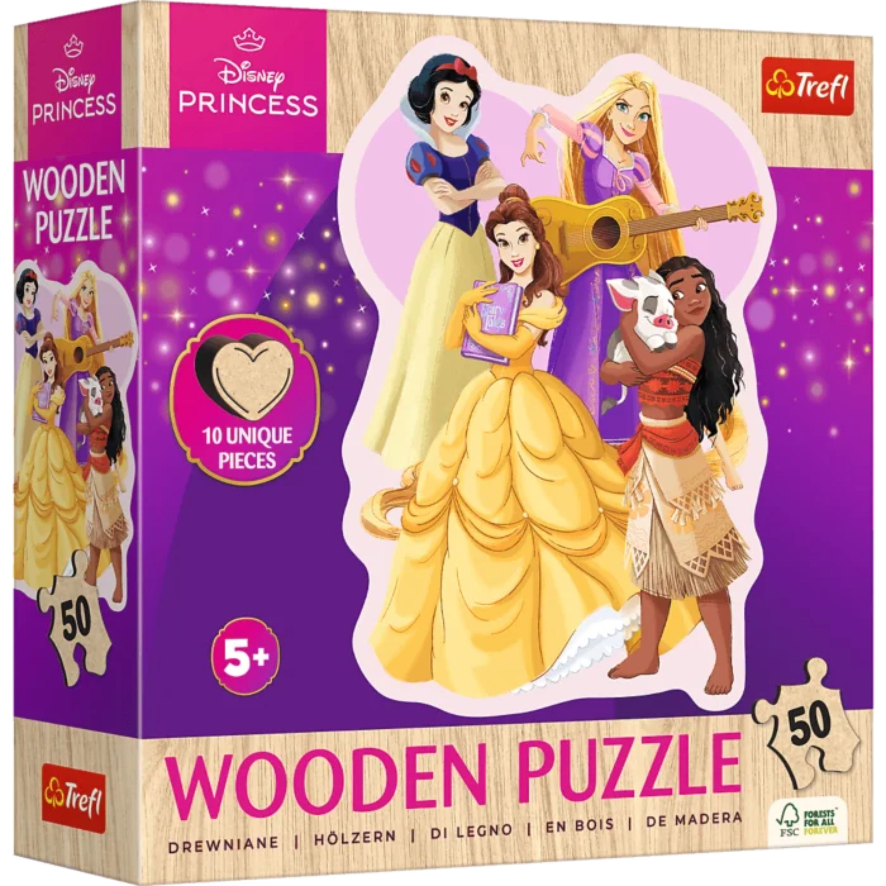 Trefl Wood Craft 50 Piece Wooden Puzzle - Disney's Lovely Princesses