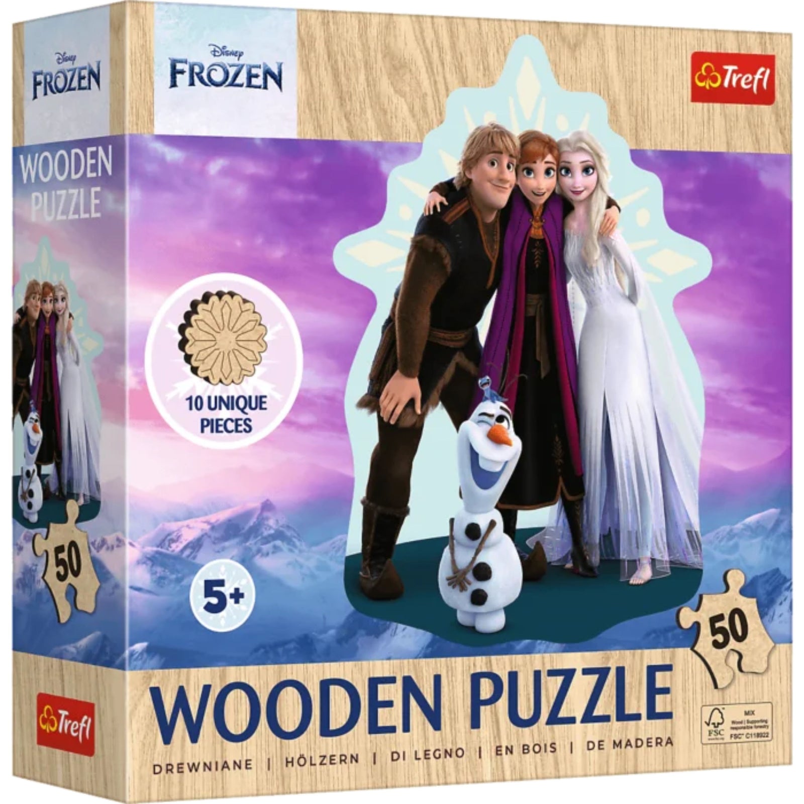 Trefl Wood Craft 50 Piece Wooden Puzzle - Disney's Favorite Frozen
