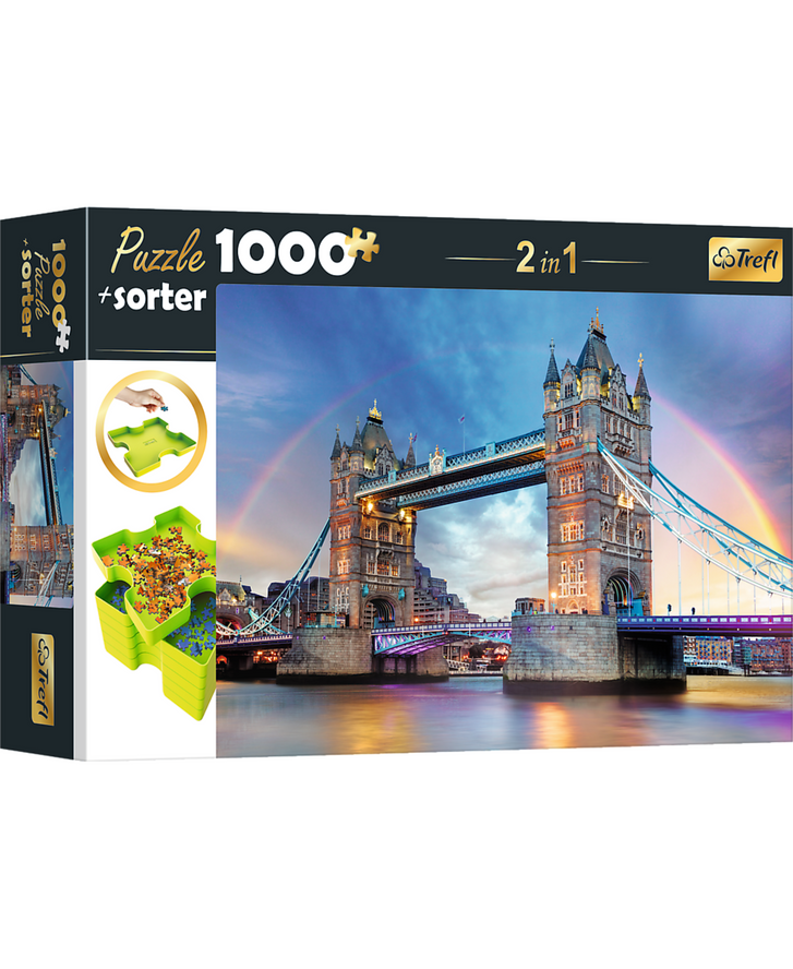 Trefl Red 1000 Piece Puzzle & Sorter - Rainbow over Tower Bridge