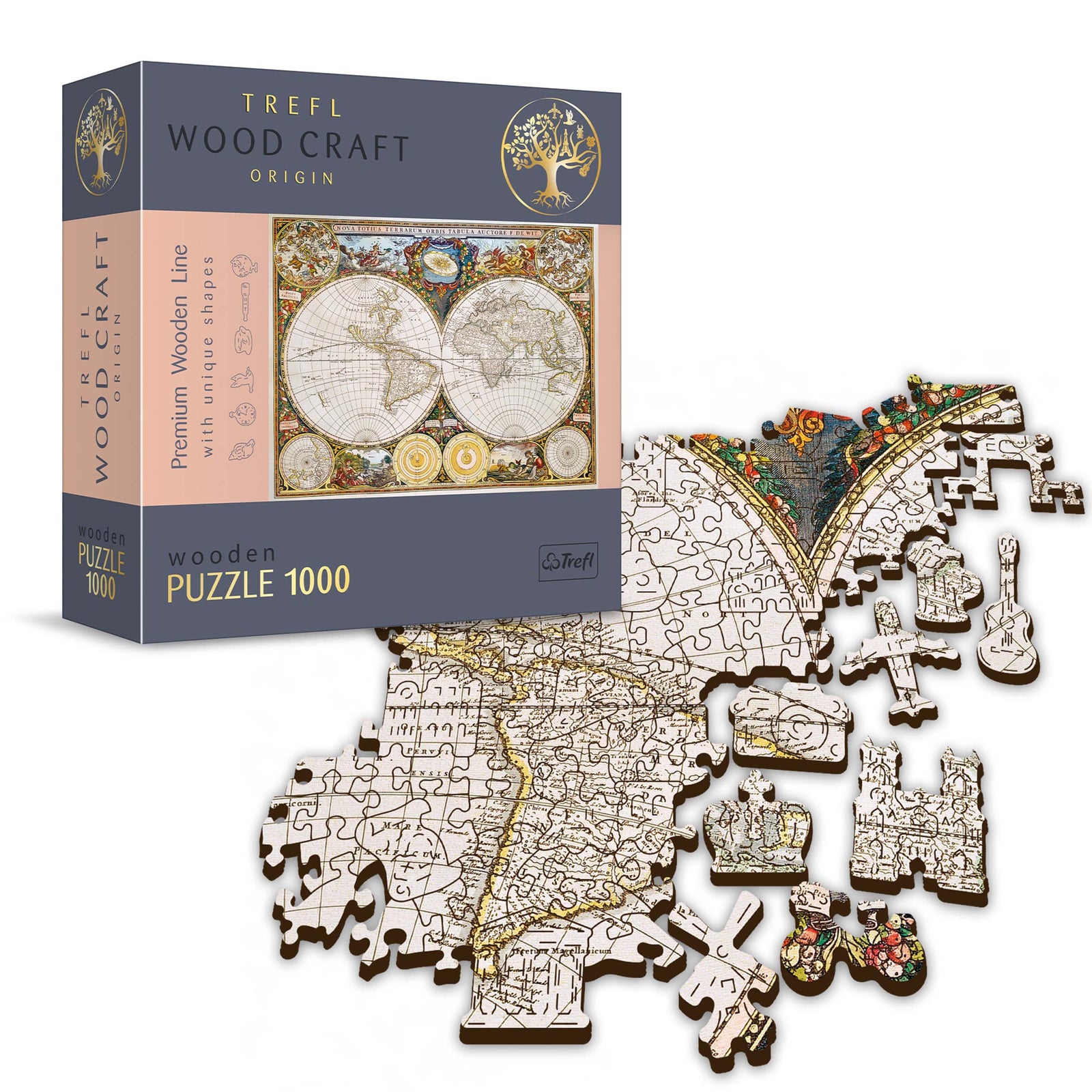 Trefl Wood Craft 1000 Piece Wooden Puzzle - Ancient World Map