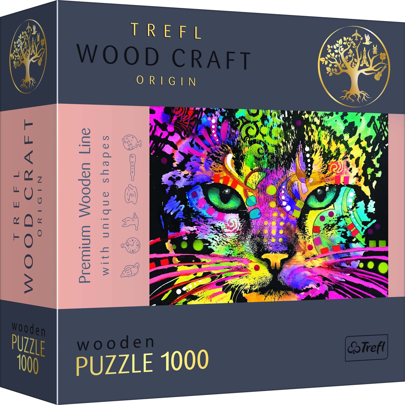 Trefl Wood Craft 1000 Piece Wooden Puzzle - Colorful Cat