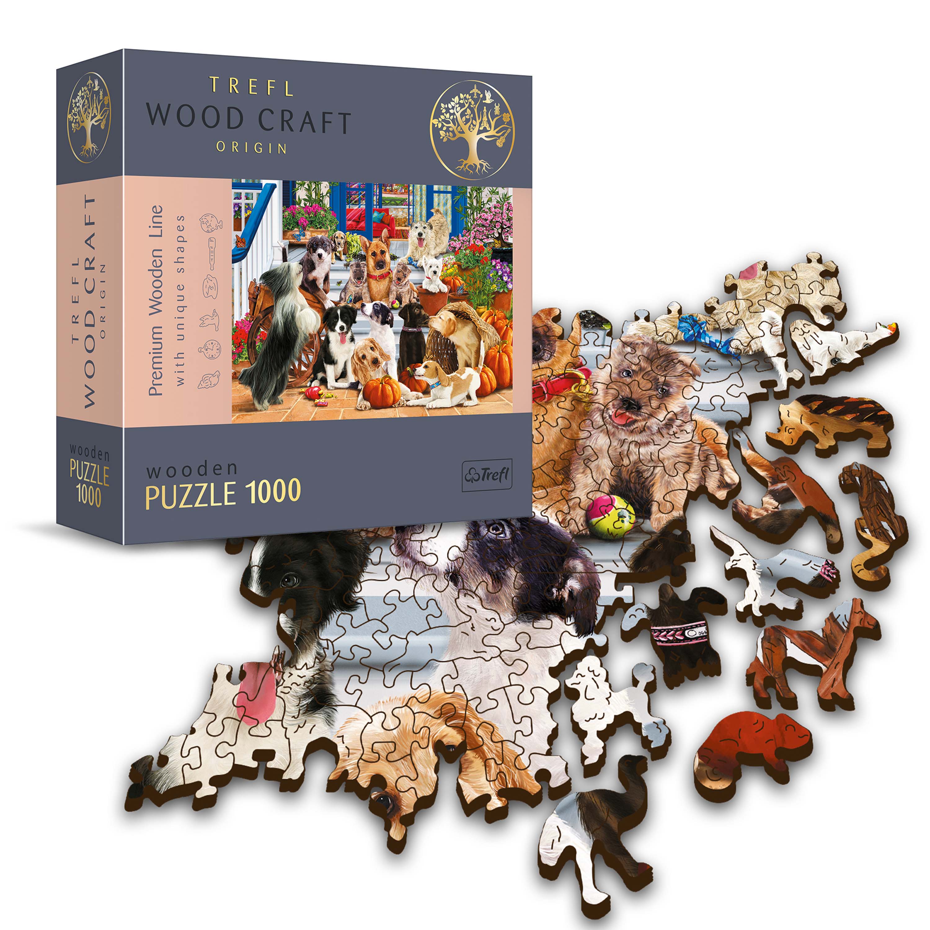 Trefl Wood Craft 1000 Piece Wooden Puzzle - Doggy Friendship