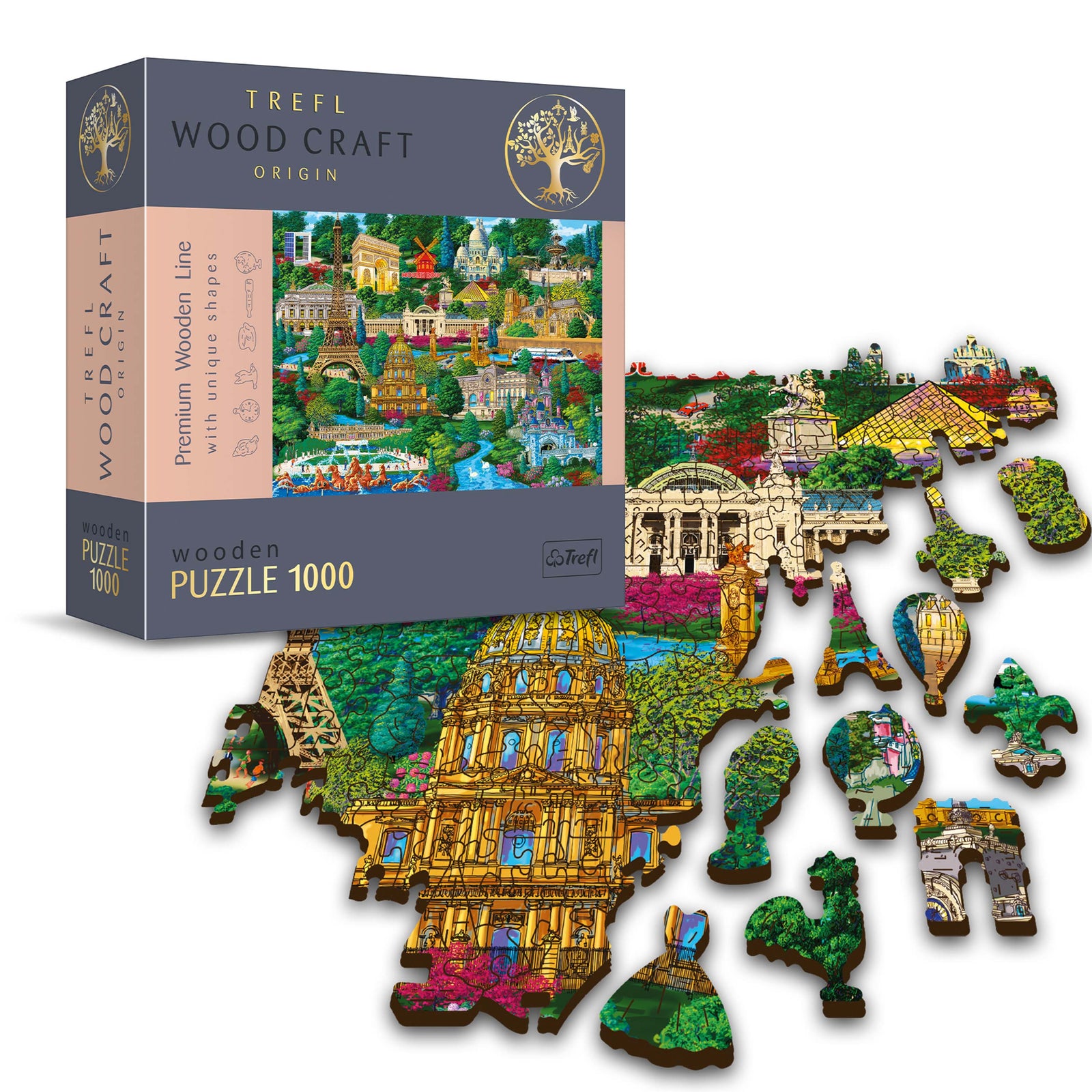 Trefl Wood Craft 1000 Piece Wooden Puzzle - France - Famous Places