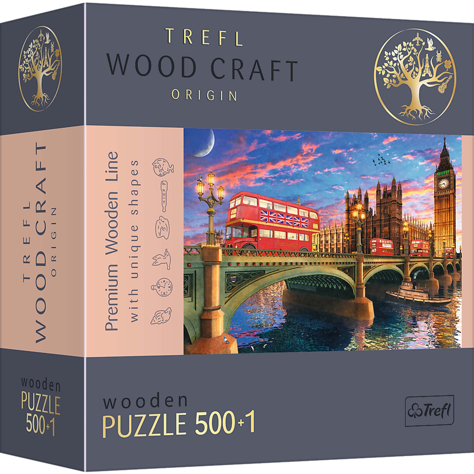 Trefl Wood Craft 501 Piece Wooden Puzzle - Palace of Westminster, Big Ben, London