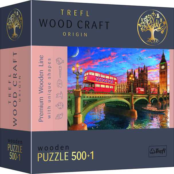 Trefl Wood Craft 501 Piece Wooden Puzzle - Palace of Westminster, Big Ben, London