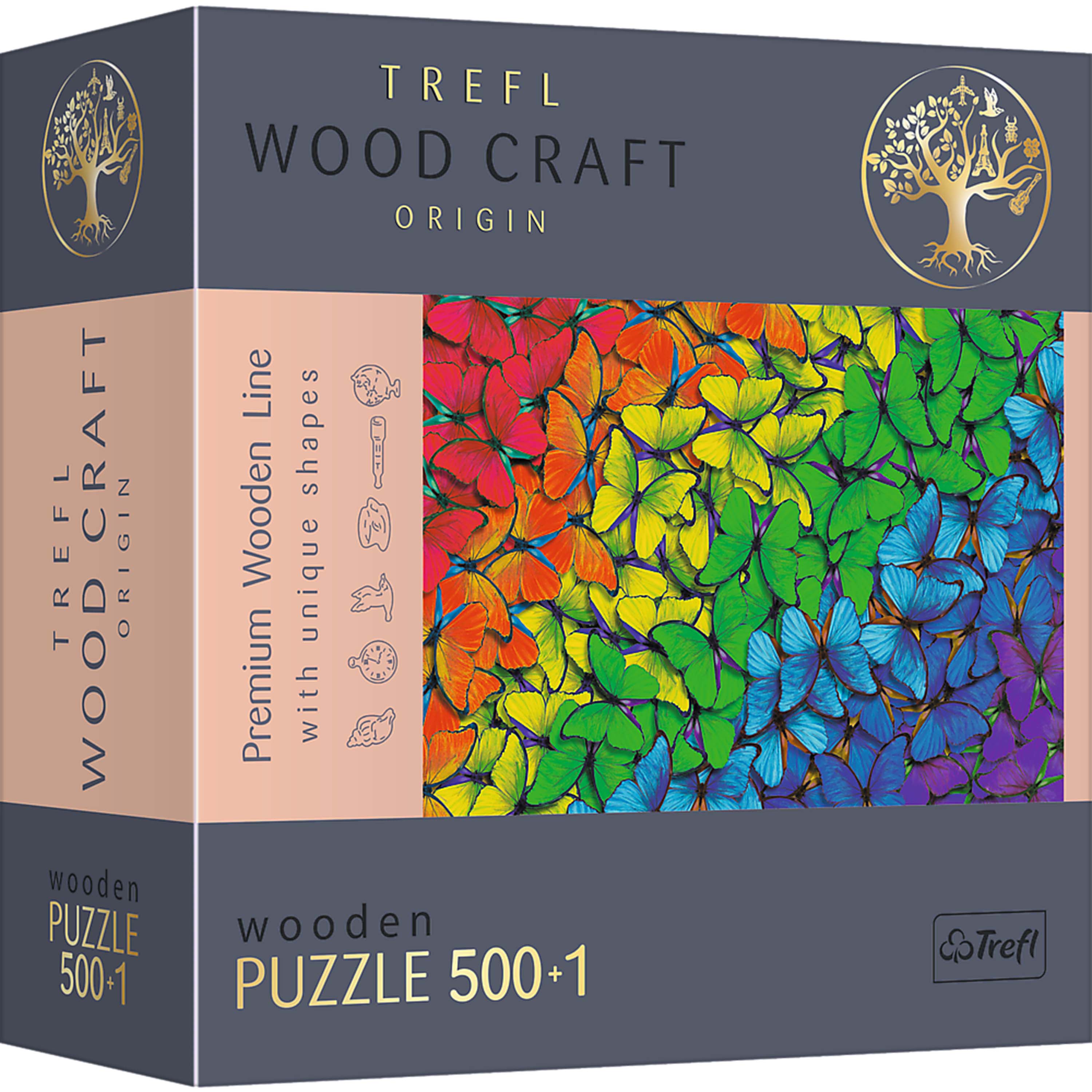 Trefl Wood Craft 501 Piece Wooden Puzzle - Rainbow Butterflies