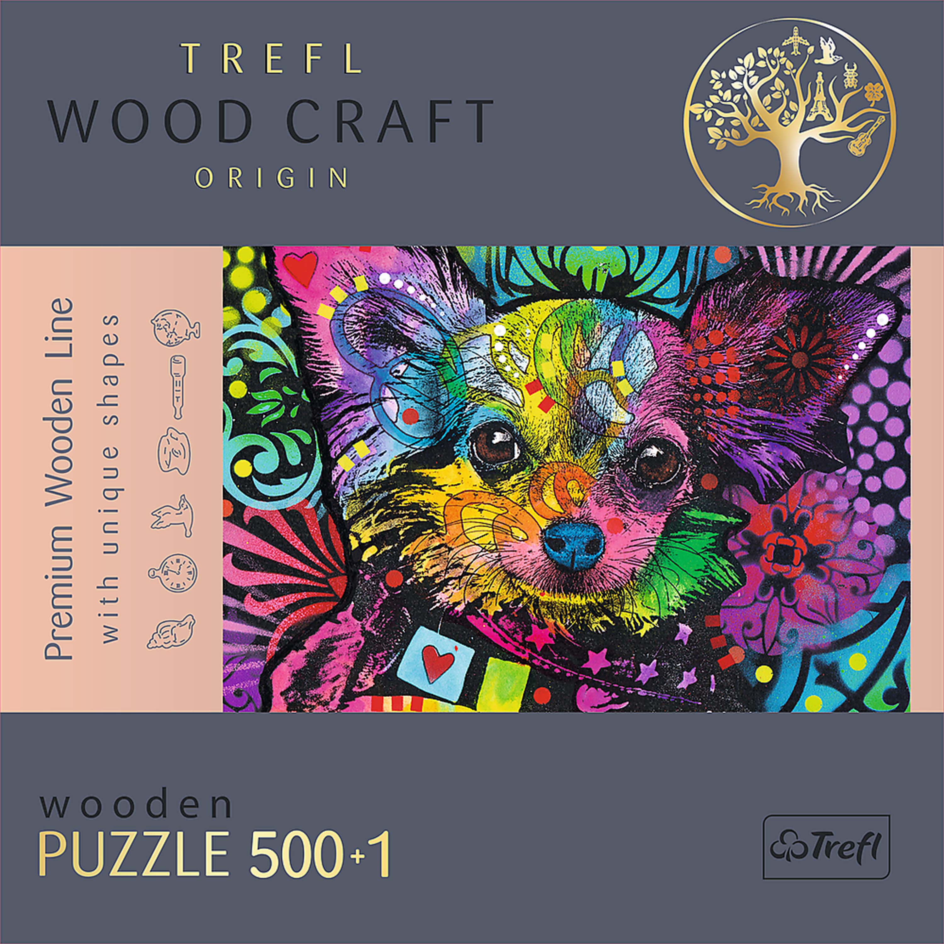 Trefl Wood Craft 501 Piece Wooden Puzzle - Colorful Puppy