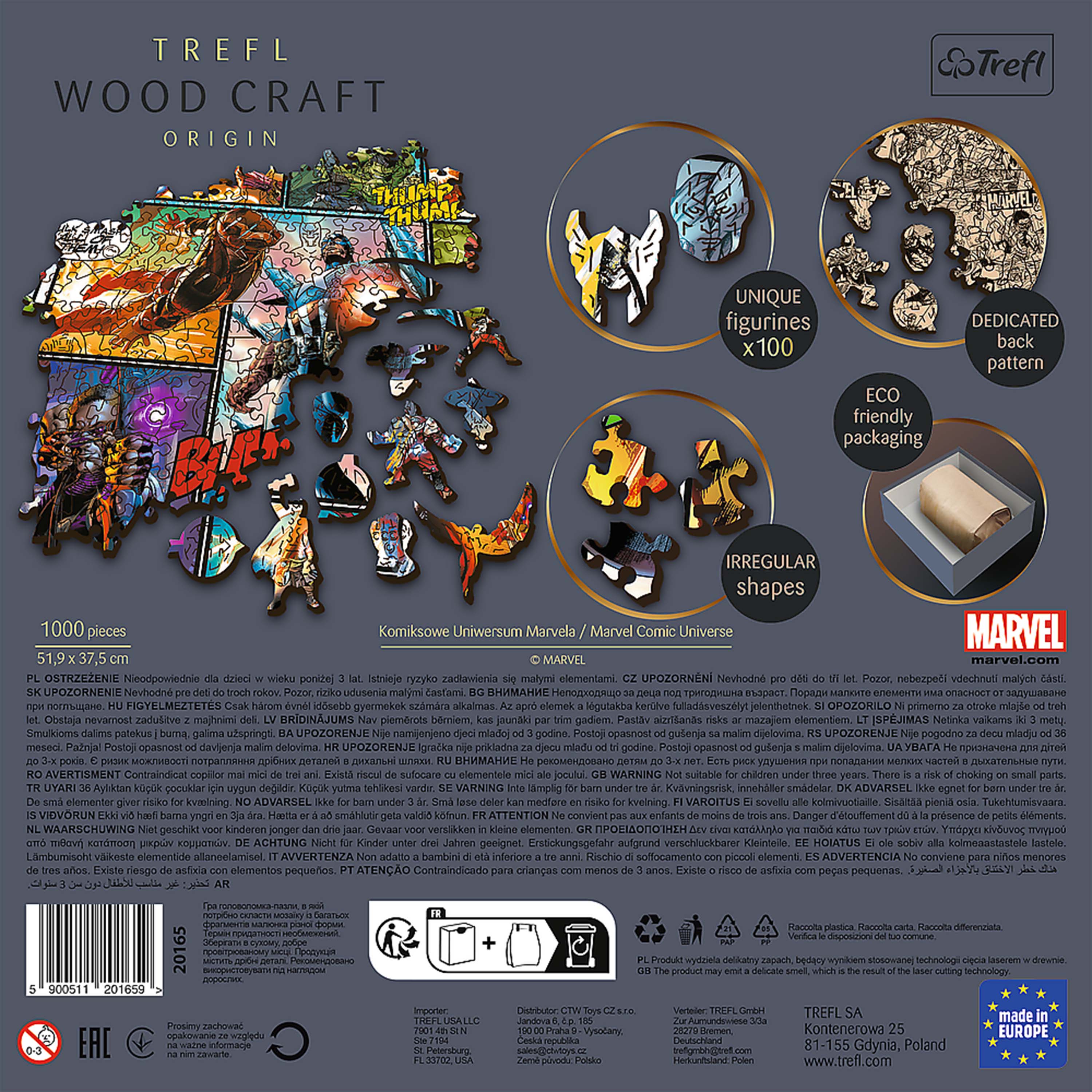 Trefl Wood Craft 1000 Piece Wooden Puzzle - Marvel Comic Universe