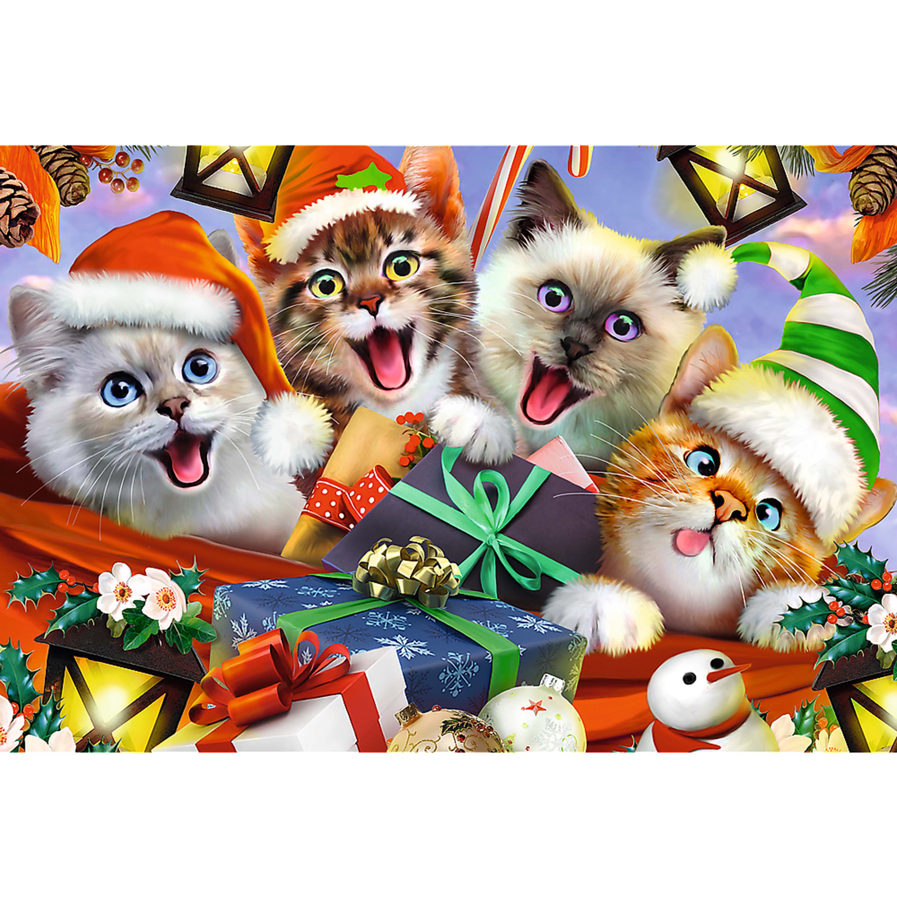 Trefl Wood Craft 501 Piece Wooden Puzzle - Festive Cats