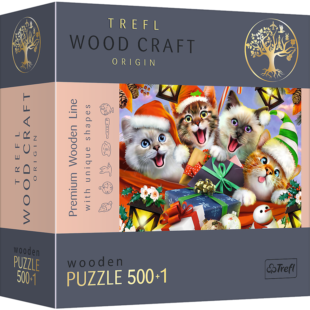 Trefl Wood Craft 501 Piece Wooden Puzzle - Festive Cats