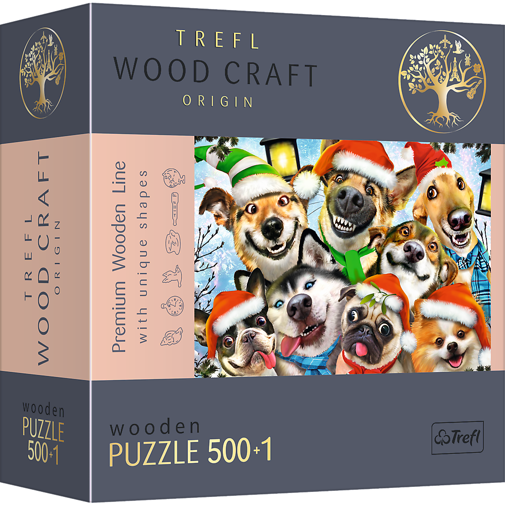 Trefl Wood Craft 501 Piece Wooden Puzzle - Festive Dogs