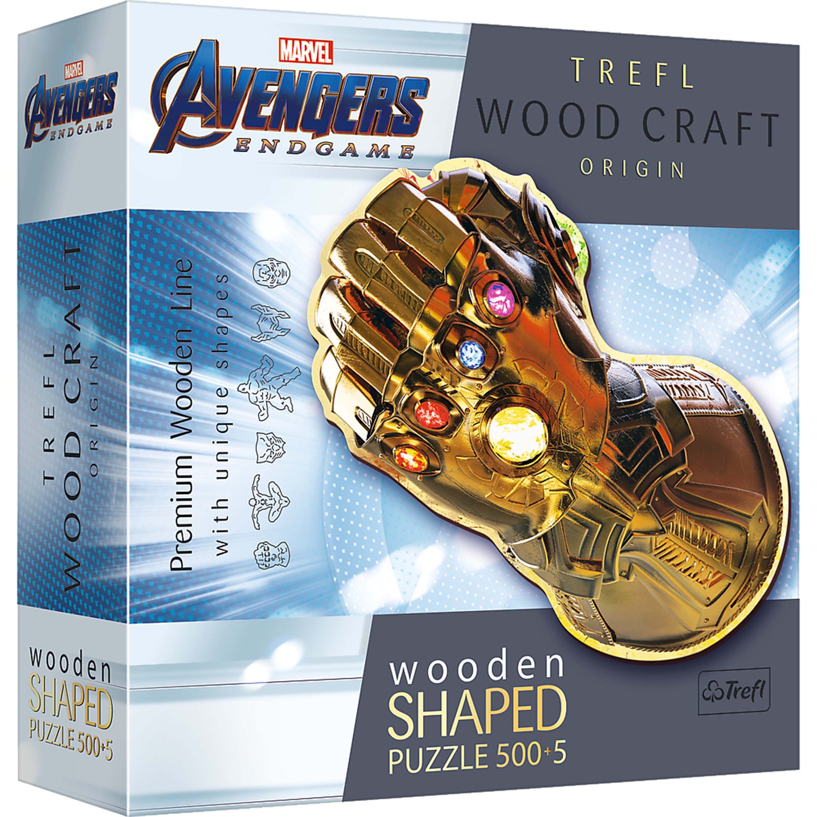 Trefl Wood Craft 500 + 5 Piece Wooden Puzzle - Marvel - Infinity Gauntlet