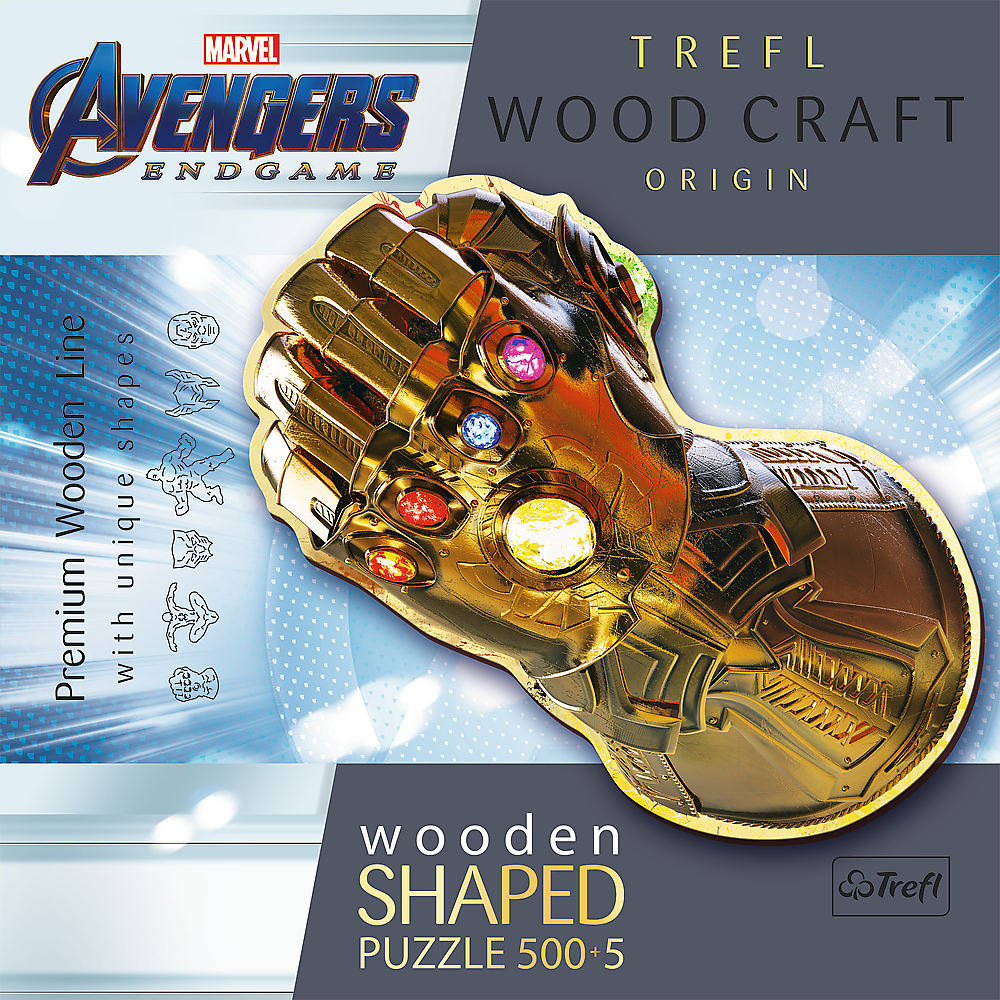 Trefl Wood Craft 500 + 5 Piece Wooden Puzzle - Marvel - Infinity Gauntlet