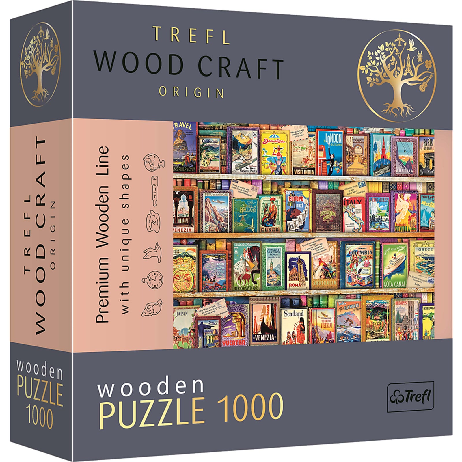 Trefl Wood Craft 1000 Piece Wooden Puzzle - World Travel Guides