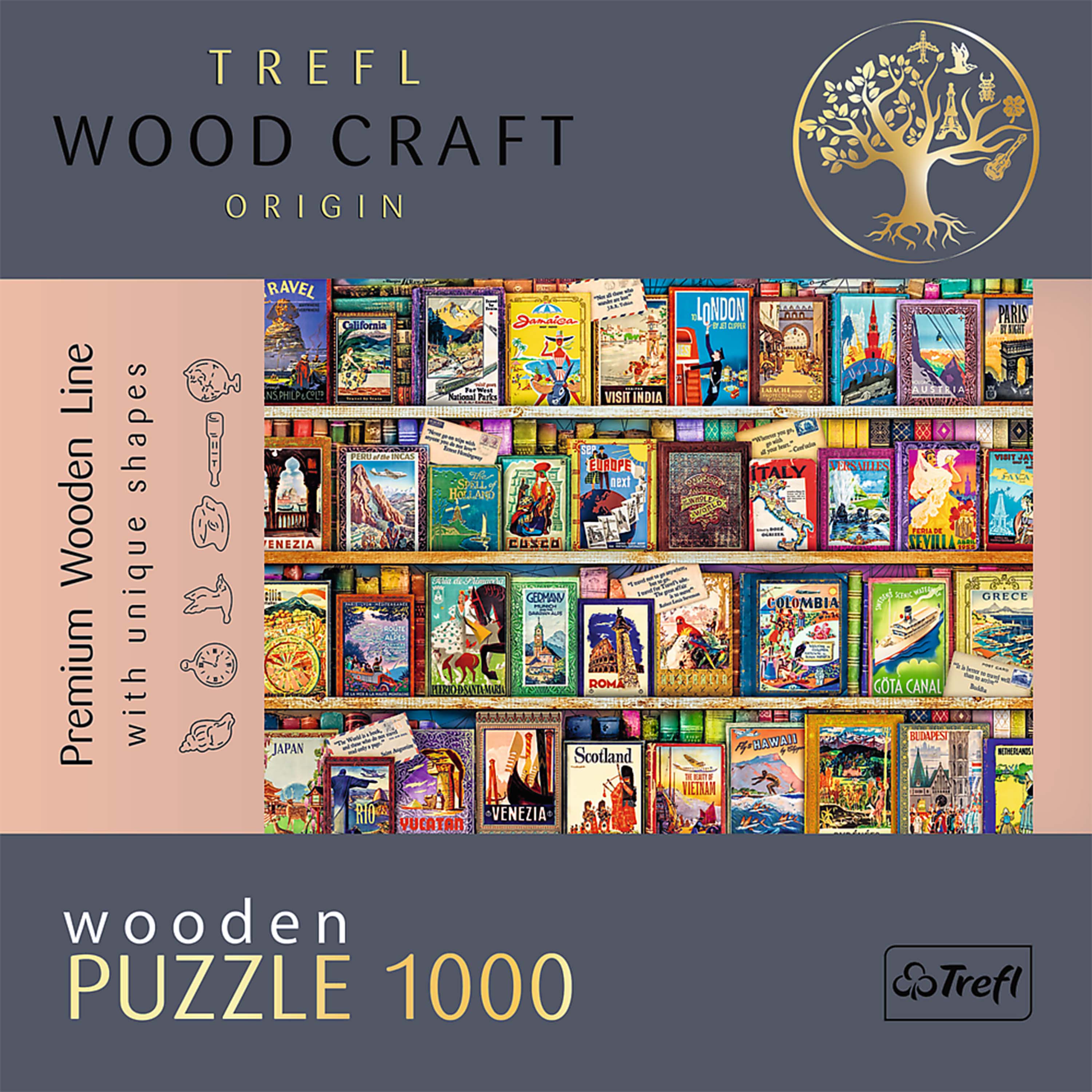 Trefl Wood Craft 1000 Piece Wooden Puzzle - World Travel Guides