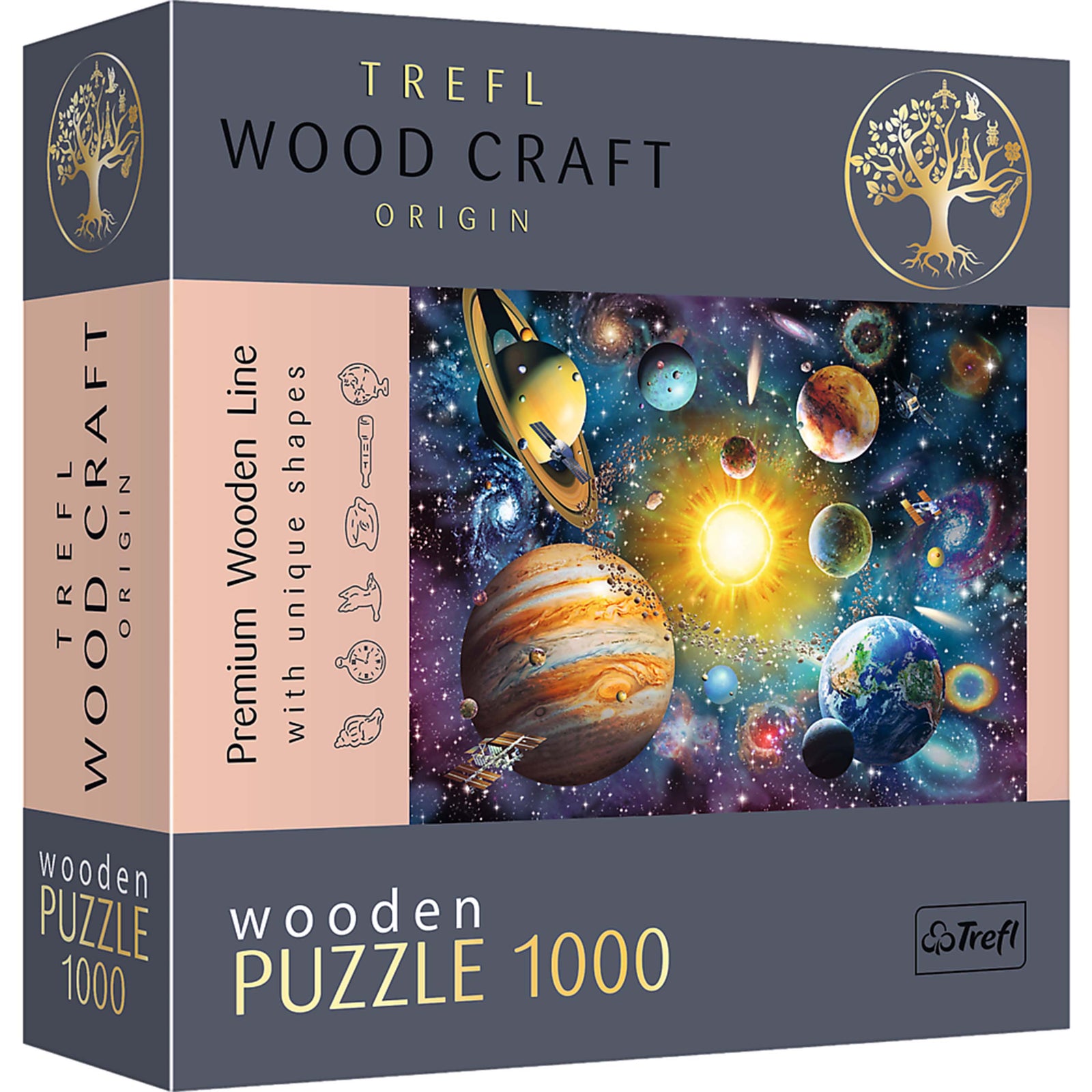 Trefl Wood Craft 1000 Piece Wooden Puzzle - Journey Through the Solar System