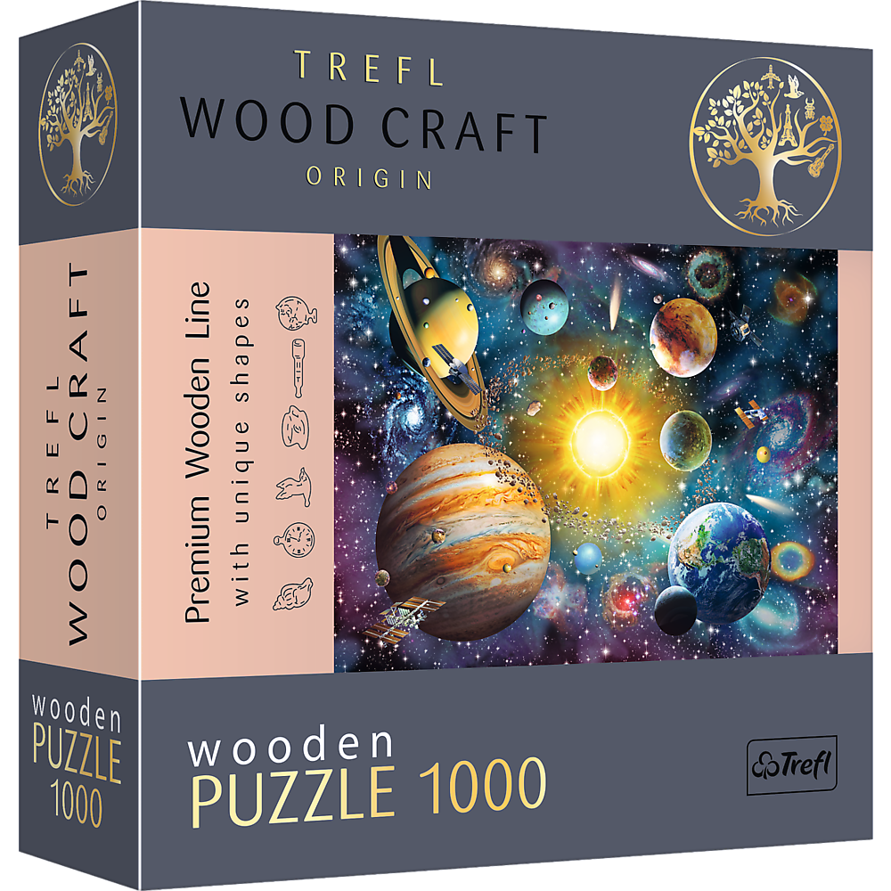 Trefl Wood Craft 1000 Piece Wooden Puzzle - Journey Through the Solar System