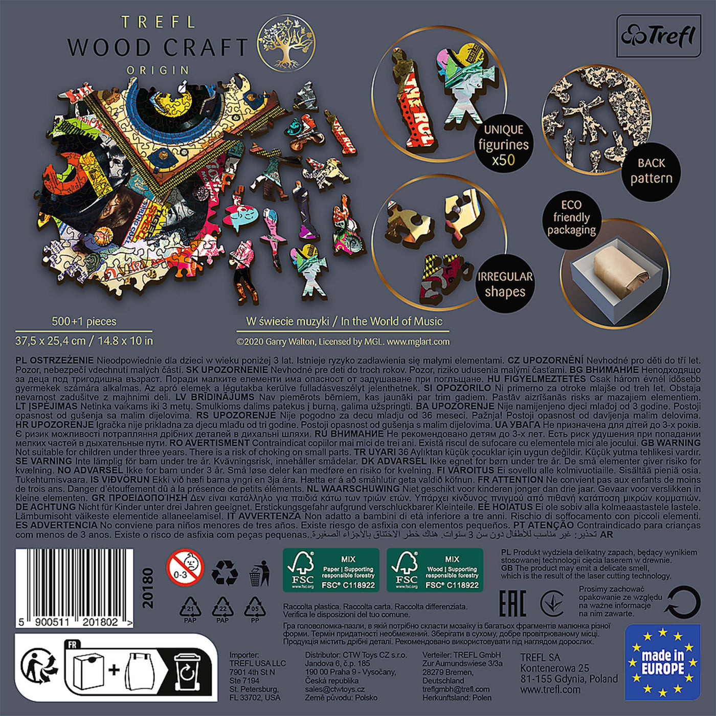 Trefl Wood Craft 501 Piece Wooden Puzzle - In the World of Music